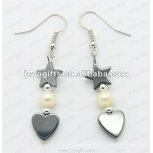 Fashion Hematite Heart Beads Earring; perles d'hématite et boucles d'oreilles en argent couleur boucles d'oreilles hematite 2pcs / set